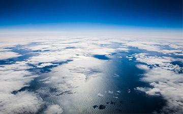 Aerial view of clounds over the ocean
